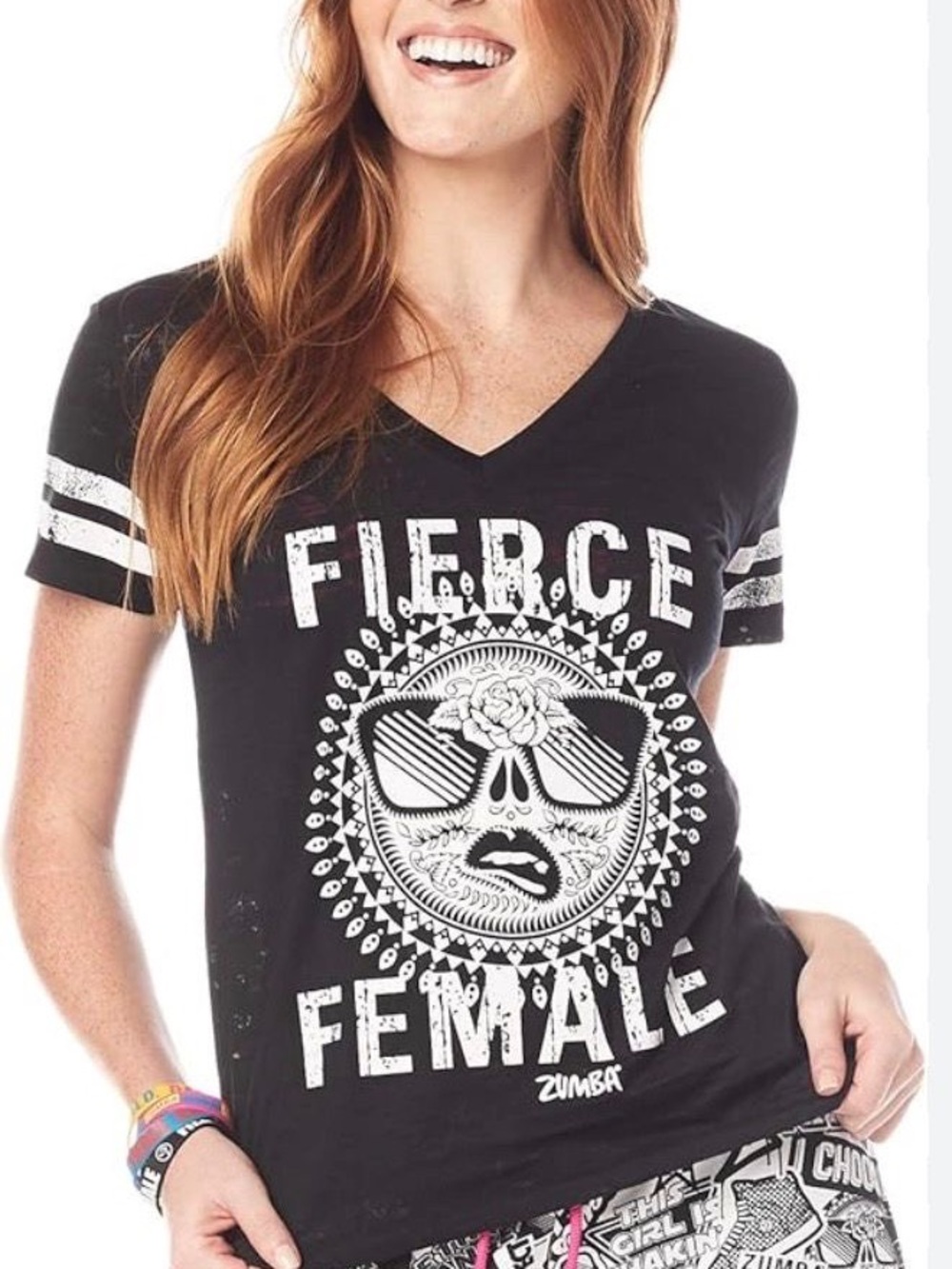 Size S Women’s -  Zumba Wear Spicy V-Neck T-Shirt Black Dance Short Sleeve Top